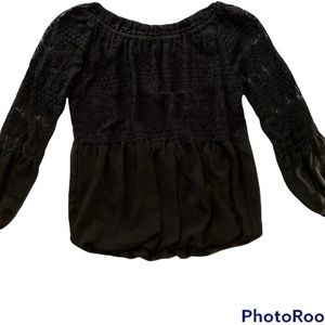 Melissa Paige Lacy Blouse Black Petite Medium